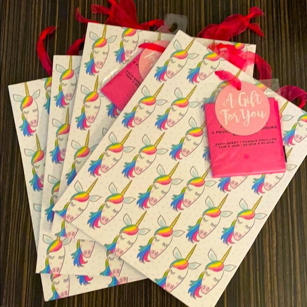 Unicorn gift bags with tissue paper